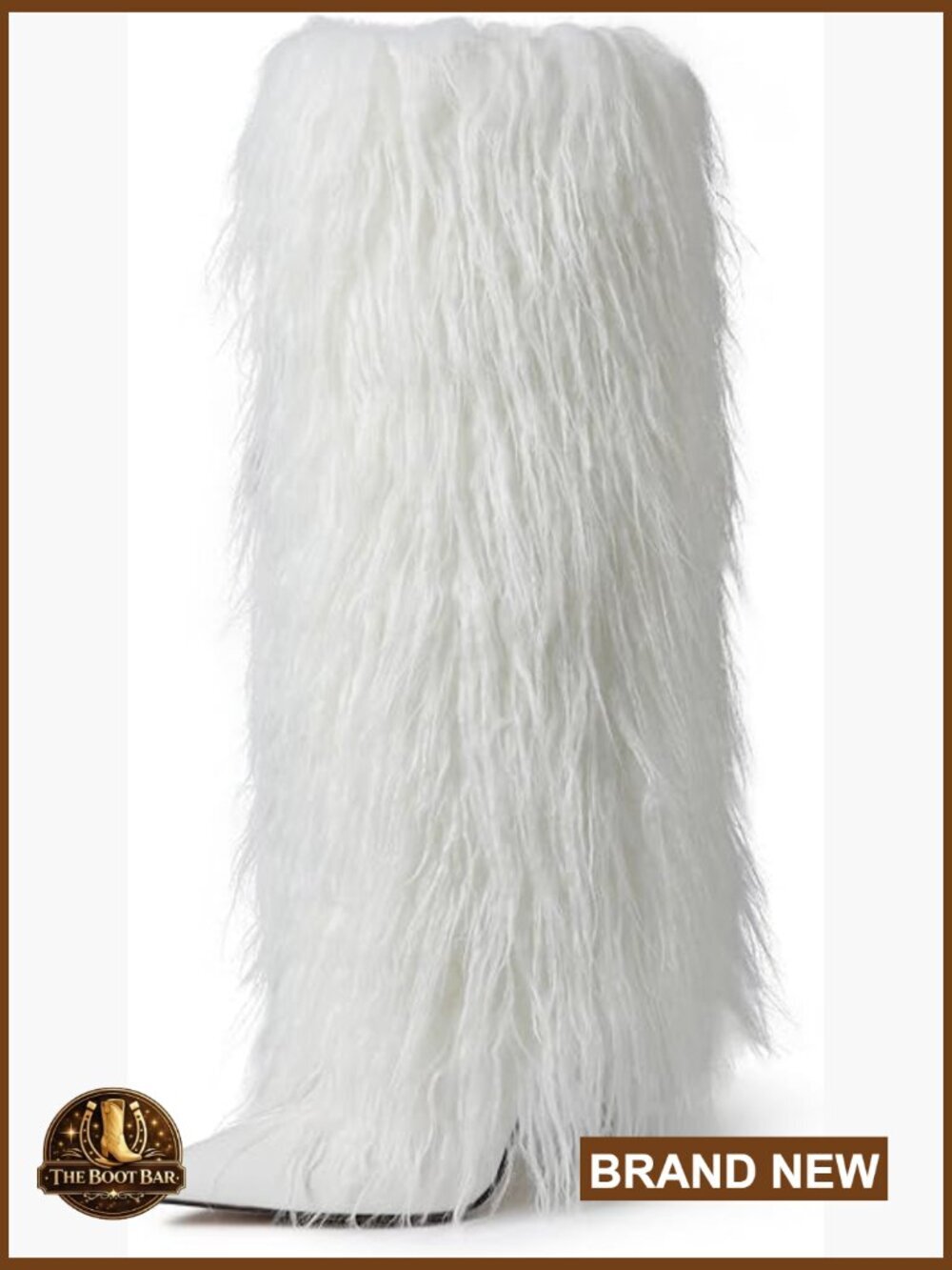 Knee High Furry Stiletto Heel Boots Wide Calf Pointed Toe Fashion Boots